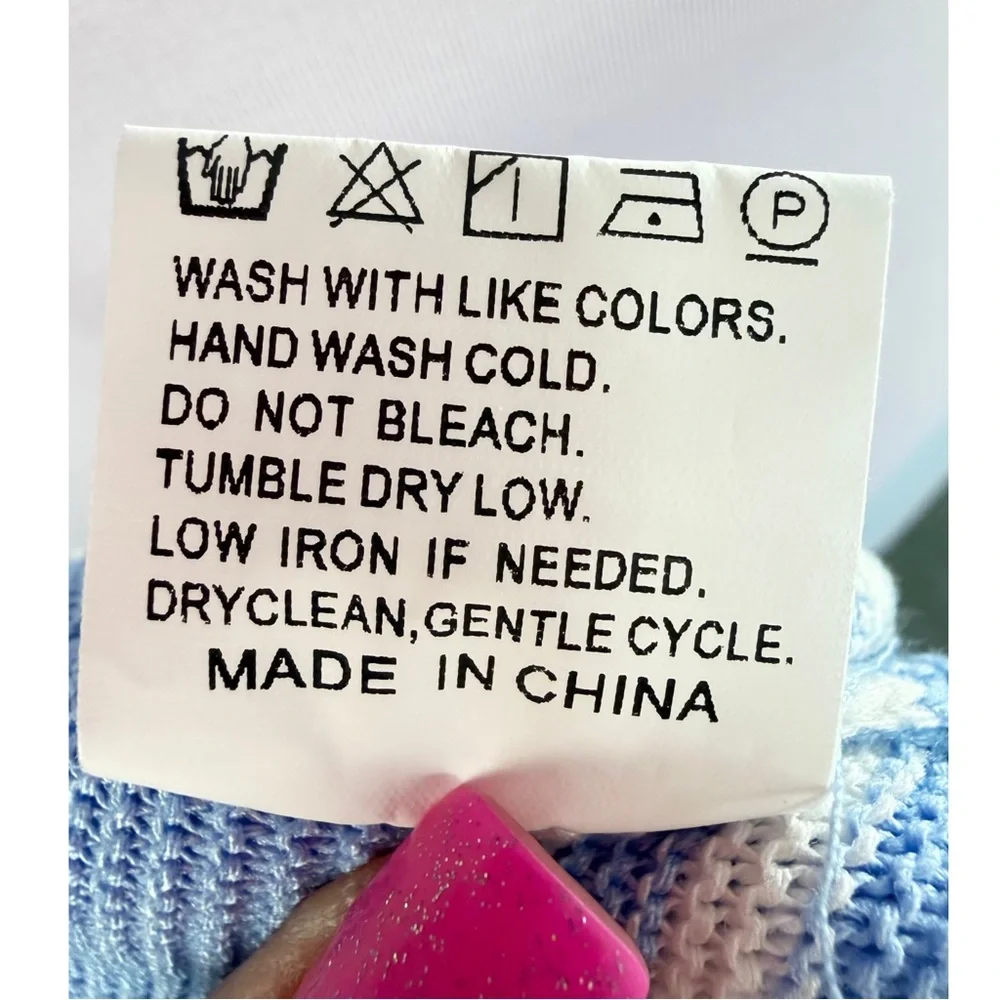 🌸 Light Blue & White Striped Knit Midi Dress | Size L 🌸 - Picture 10 of 11